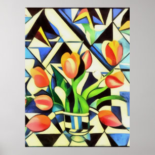 Poster Artistic Art Deco Style Tulips