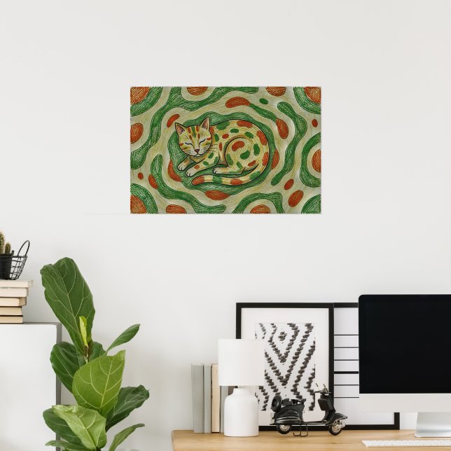 Poster Artistic Calico Cat Camouflage Abstract Pattern (Escritório em casa)