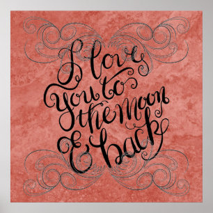 Poster Artística. Eu te amo na lua e de volta