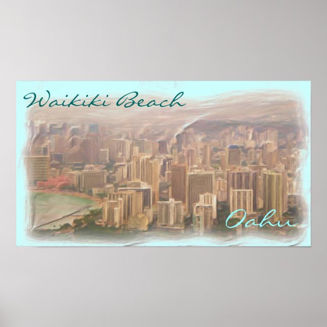 Poster artístico de Waikiki Beach Oahu (Frente)