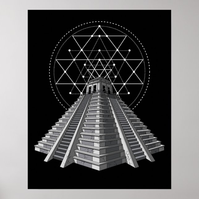 Poster Artrópica Aztec Antiga Geometria Sagrada Maia (Frente)