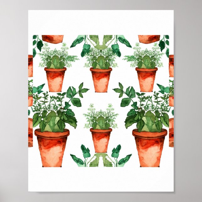 Poster Arts & Crafts Kitchen Herbs Pattern (Frente)