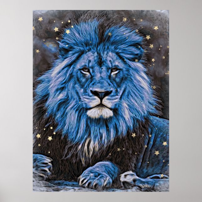 Poster *~* Artsy Abstrato Celestial LION AP23 Azul (Frente)