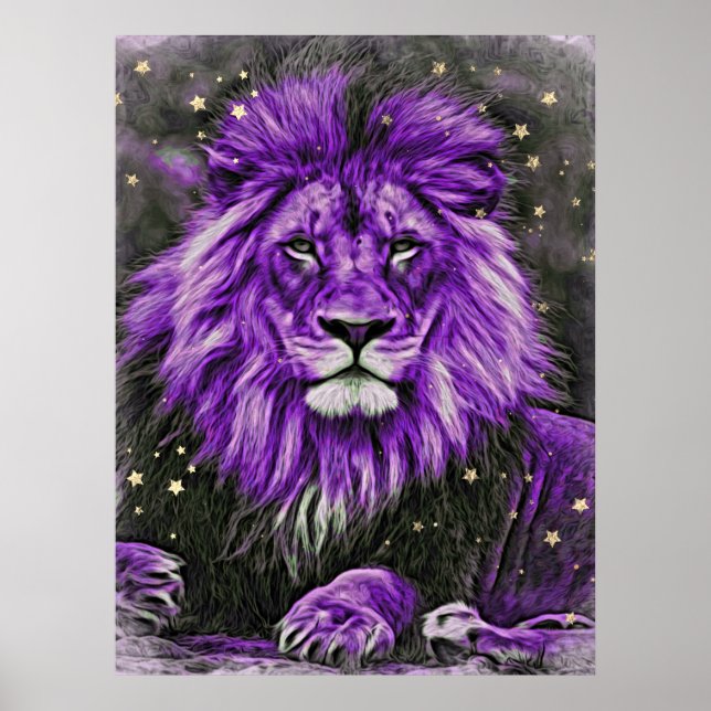 Poster *~* Artsy Abstrato Celestial LION AP23 Violet (Frente)