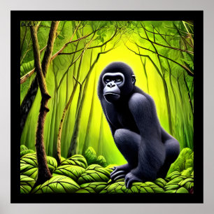 Poster Artsy Abstrato Jungle Gorilla