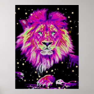 Poster *~* Artsy AP23 Artístico Celestial BOLD PINK LION