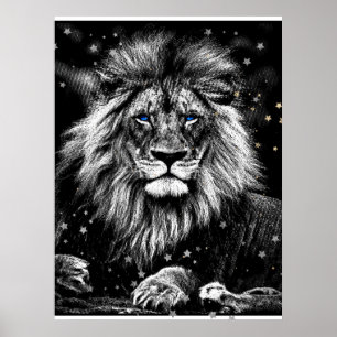 Poster *~* Artsy AP23 Artístico Celestial SILVER LION