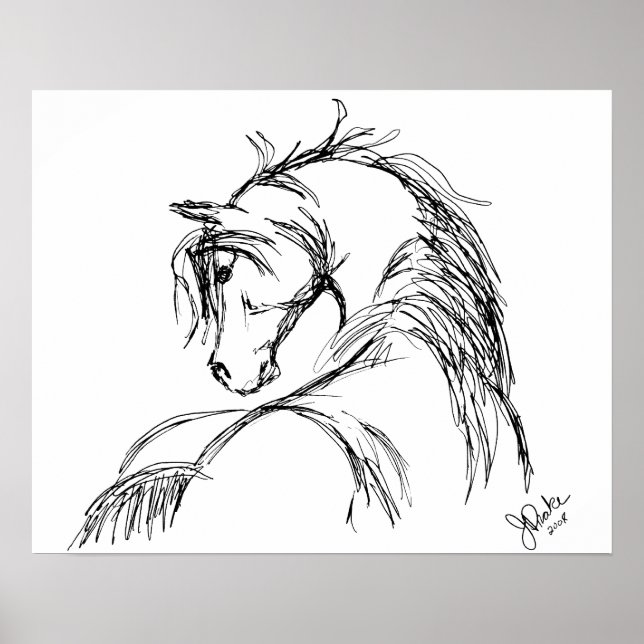 Pôster Artsy Horse Head Sketch (Frente)