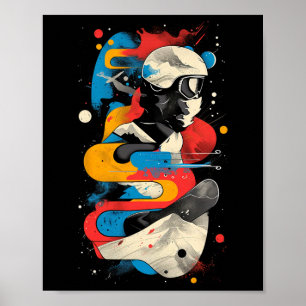 Poster Artsy Snowboarder Sobre Homens Abstrato Mulheres S