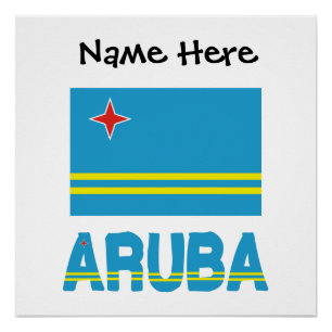 Pôster Aruba Bandeira Arubana Personalização Preta