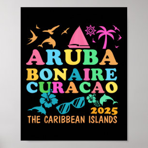 Poster Aruba Bonaire Curaçao 2025 Ilha Viagem Caribenha