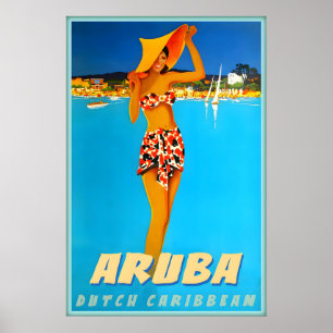 Poster Aruba Caribe Holandês Tropical Ilhas ABC Viagem