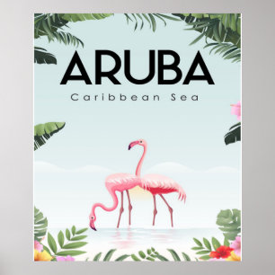 Poster Aruba Caribe Sea Flamingo   Funny Flamingo