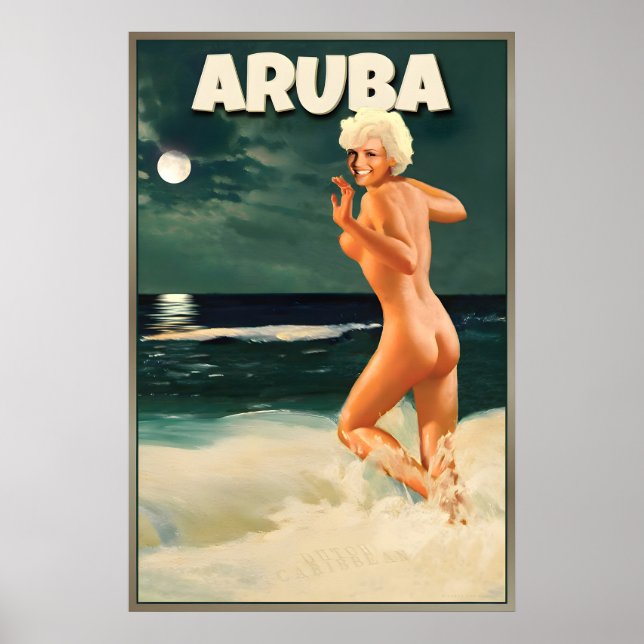 Poster Aruba Marilyn Monroe Praia da Lua Caribe Holandês (Frente)