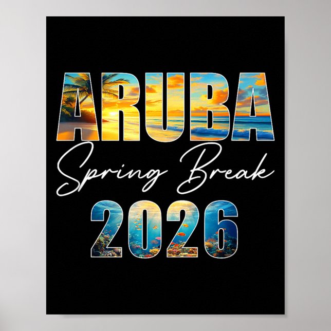 Poster Aruba Spring Break 2026 Summer Vacation Beach  (Frente)