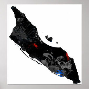 Poster Aruba Trendy Peace Sign com mapa de Aruban