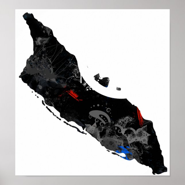 Poster Aruba Trendy Peace Sign com mapa de Aruban (Frente)