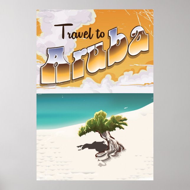 Poster Aruba Vintage viagem (Frente)