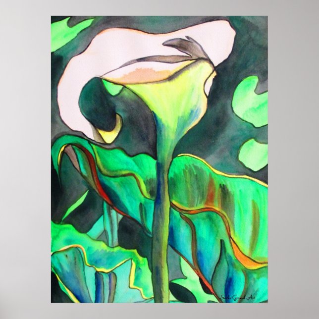 Pôster Arum Lily — pintura original de aquarela (Frente)