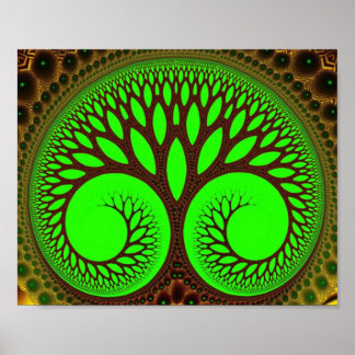 Pôster Árvore 2 Belas Arte Fractal Verde