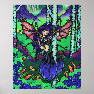 Pôster "Árvore arte feericamente da floresta da fantasia