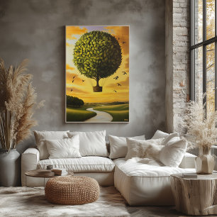 Poster Árvore Balão Paisagem Sonho Surrealista Sobre Terr