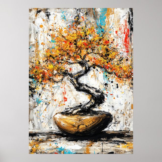 Poster Árvore Bonsai Expressionista Abstrata Arte Zen da  (Frente)