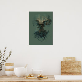 Poster Árvore Caveira Surreal Natureza Escura