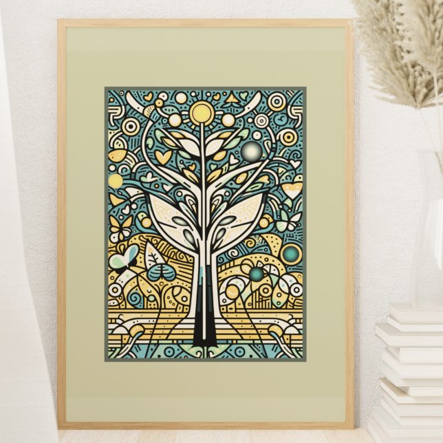 Poster Árvore Celestial da Vida: Paisagem Sonhadora Psico (Criador carregado)