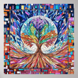 Poster Árvore Colorida da Arte Mosaica