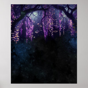 Poster Árvore com Wisteria de Folhas Roxas Espelha Digita