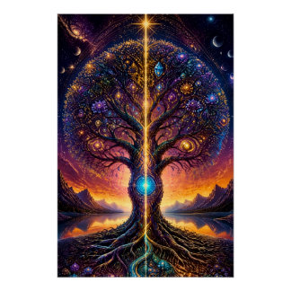 Pôster Árvore Cósmica da Vida Arte Celestial