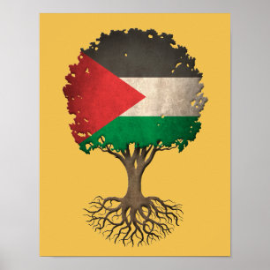 Pôster Árvore da bandeira de vida palestina customizáve