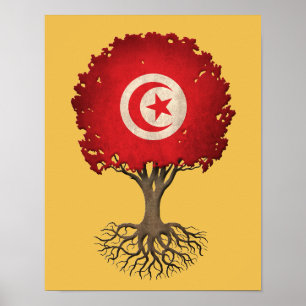 Pôster Árvore da bandeira de vida tunisina customizável