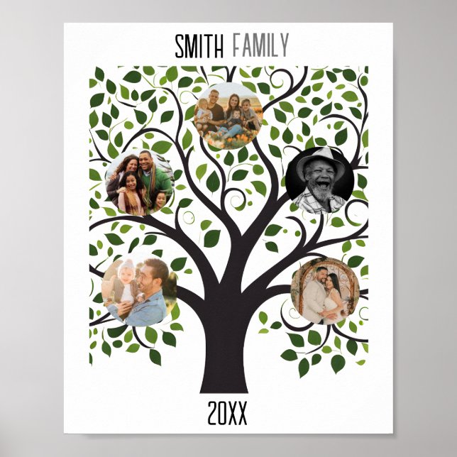 Poster Árvore da família com fotos - Família personalizáv (Frente)