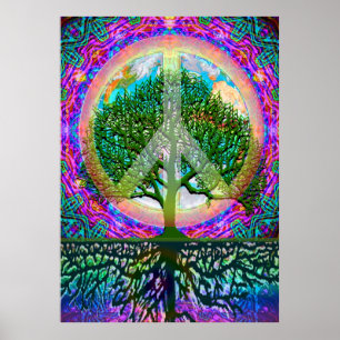 Poster Árvore da paz de mundo da vida