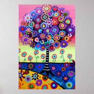 PÔSTER ÁRVORE DA PINTURA LUNÁTICA DA ÁRVORE DA VIDA