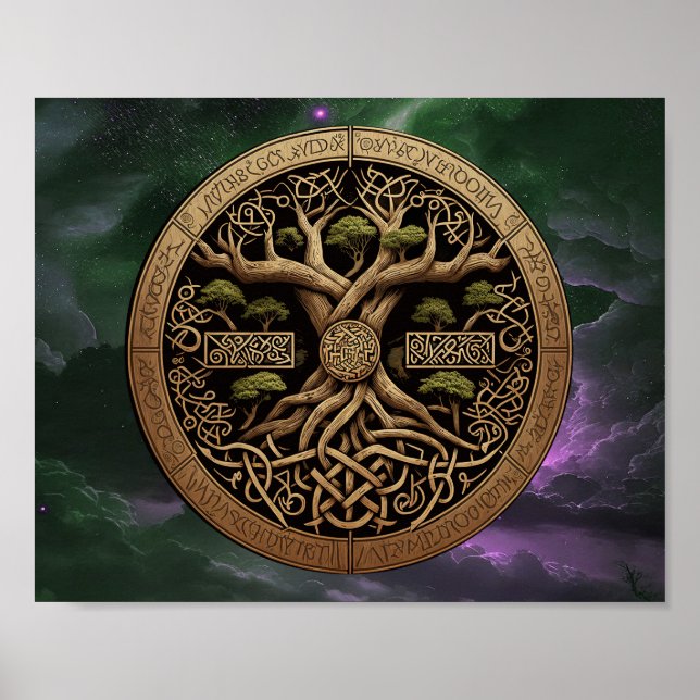Poster Árvore da Vida de Yggdrasil (Frente)