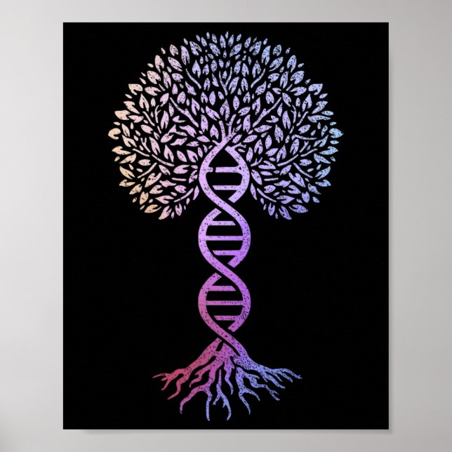 Poster Árvore da Vida Dna Science Genetics Earth Day (Frente)