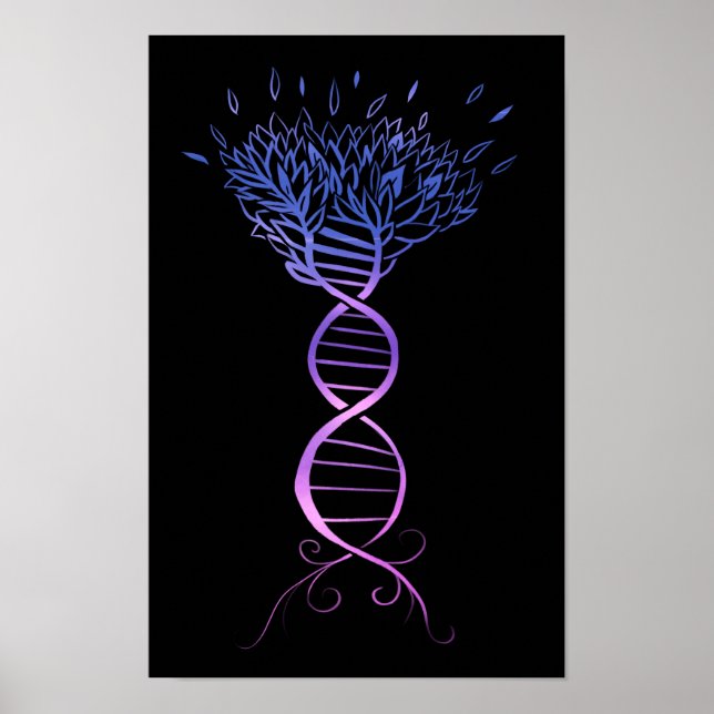 Poster Árvore da Vida DNA Strand Genealogia Árvore (Frente)