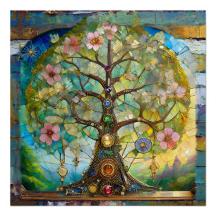 Pôster Árvore Da Vida Em Flor Dos 7 Chakras