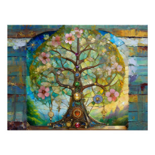 Pôster Árvore Da Vida Em Flor Dos 7 Chakras