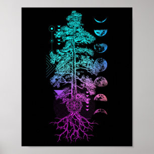 Poster Árvore Da Vida Fases Da Lua Yoga Chakra Presente