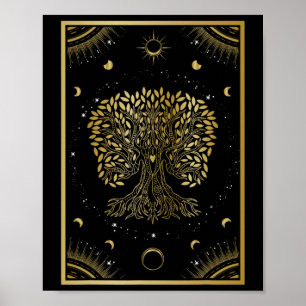 Poster Árvore Da Vida Fases Da Lua Zen Yoga Meditação Min