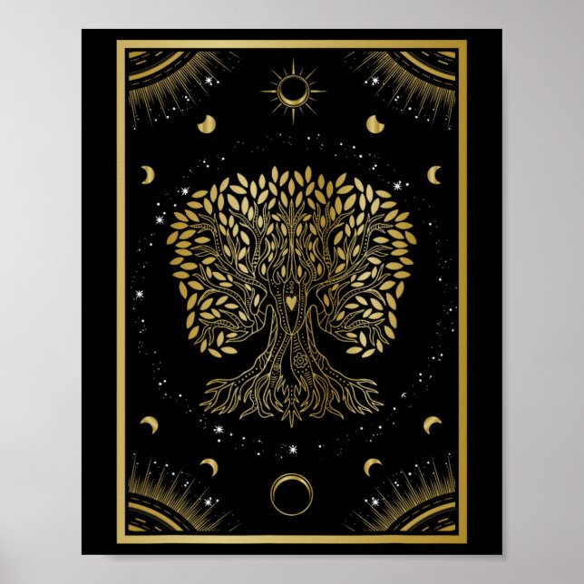 Poster Árvore Da Vida Fases Da Lua Zen Yoga Meditação Min (Frente)