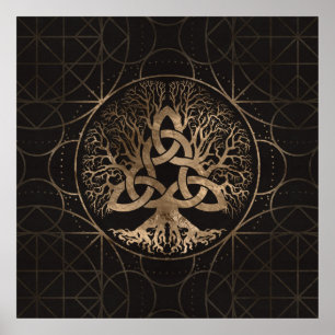 Poster Árvore da vida - Yggdrasil com Triquetra