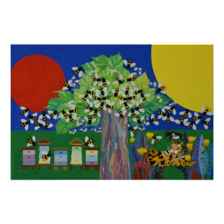 Pôster Árvore de abelhas
