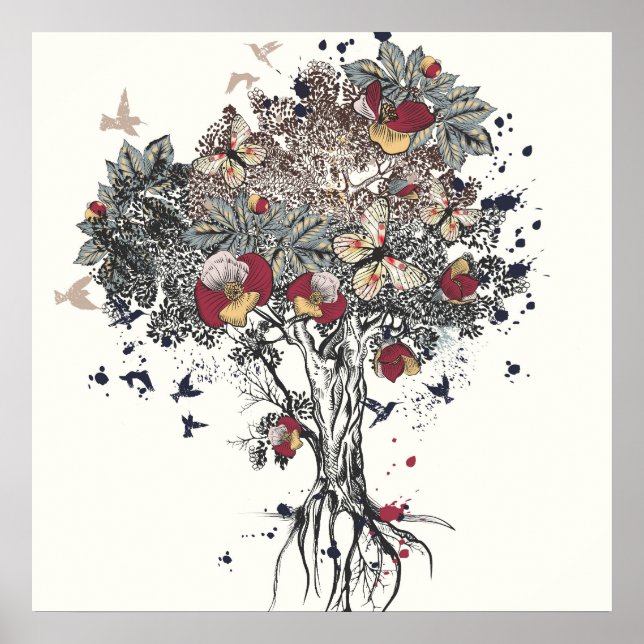 Poster Árvore de Abstrato da Vida (Frente)