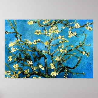 Pôster Árvore de Amendoeira em Flor de VanGogh