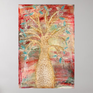 Poster Árvore de Arte Moderna Misturada de Mídia